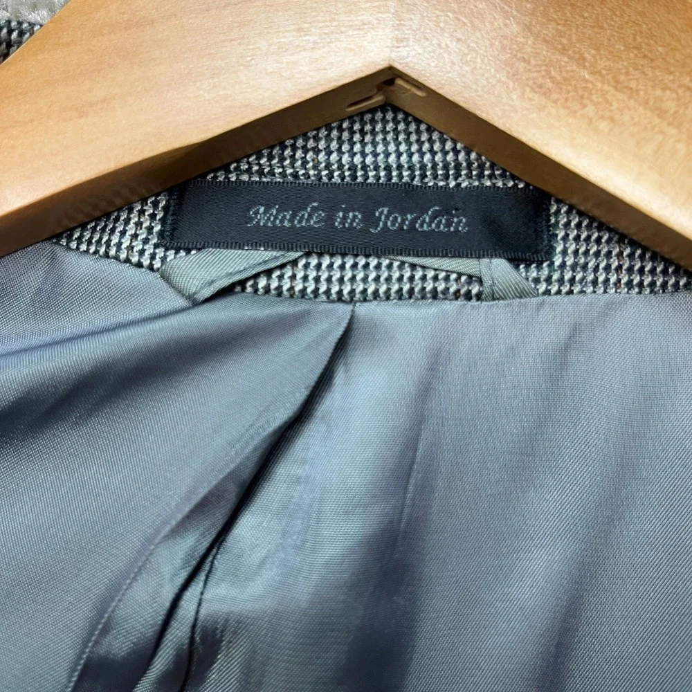 Lauren Ralph Lauren Mens 44R Grey Micro Houndstooth Two Button Blazer Sport Coat